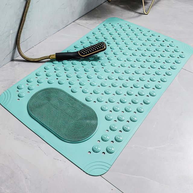 MKLZ Bath Mats for Tubs Slip Resistant, Non Slip Shower Mat, Green, 14