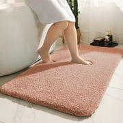 MKLZ Bathroom Runner Rugs for Floor, Non Slip Bathmat, 16"x 24", Pink