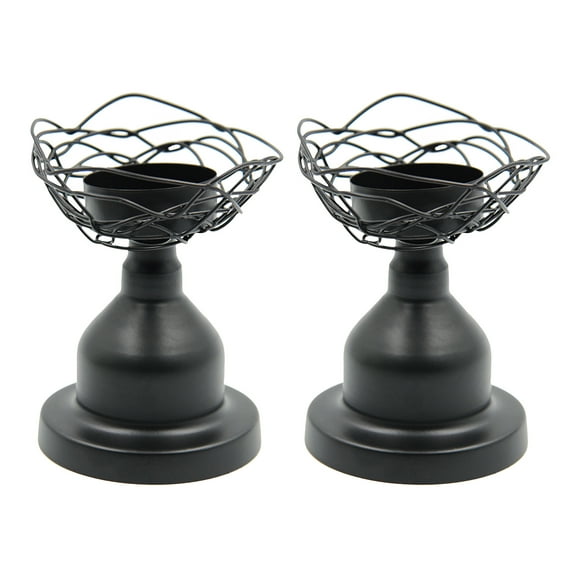 MKLZ Black Bird Nests Candle Holders, Set of 2 Iron Candlesticks Holders