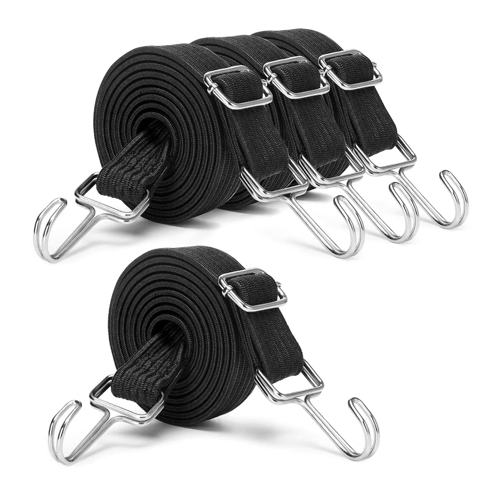 4 Pcs Bungee Cords with Hooks Straps Elastic Rope Clothes Line Outdoors  Heavy Duty 