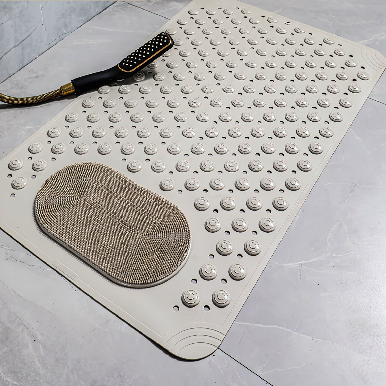 MKLZ Non Slip Bathtub Mat, Tub Mat Slip Proof for Bath, Beige, 14"x27