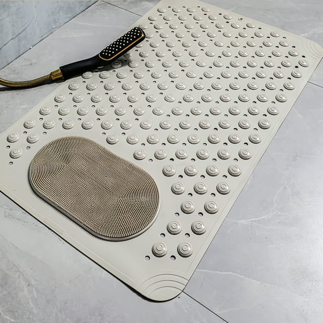MKLZ Non Slip Bathtub Mat, Tub Mat Slip Proof for Bath, Beige, 14"x27