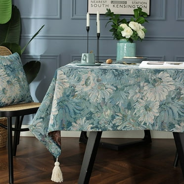 MKLZ Painting Rectangle Tablecloth, 55" x 55" Fabric Dust-proof Table Cloth, Dining Table Cover for Kitchen