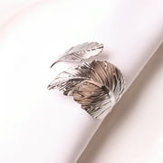 MKLZ Set of 12 Leaves Napkin Rings, silver Napkin Holder for Table Decor