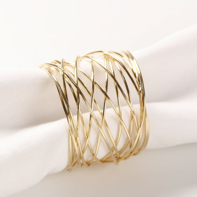 MKLZ Set of 6 Gold Wire Napkin Rings, Napkin Holders for Table Decor