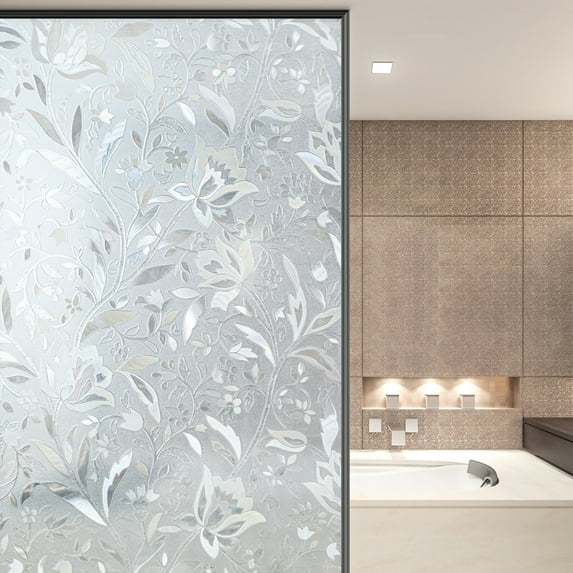 MKLZ Static Window Film , Privacy Glass Decor Cling for Bath, 17.5"x78.7"
