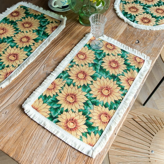 MKLZ Table Placemats Set of 4, Rectangle Farmhouse Kitchen Dining Table Place Mats