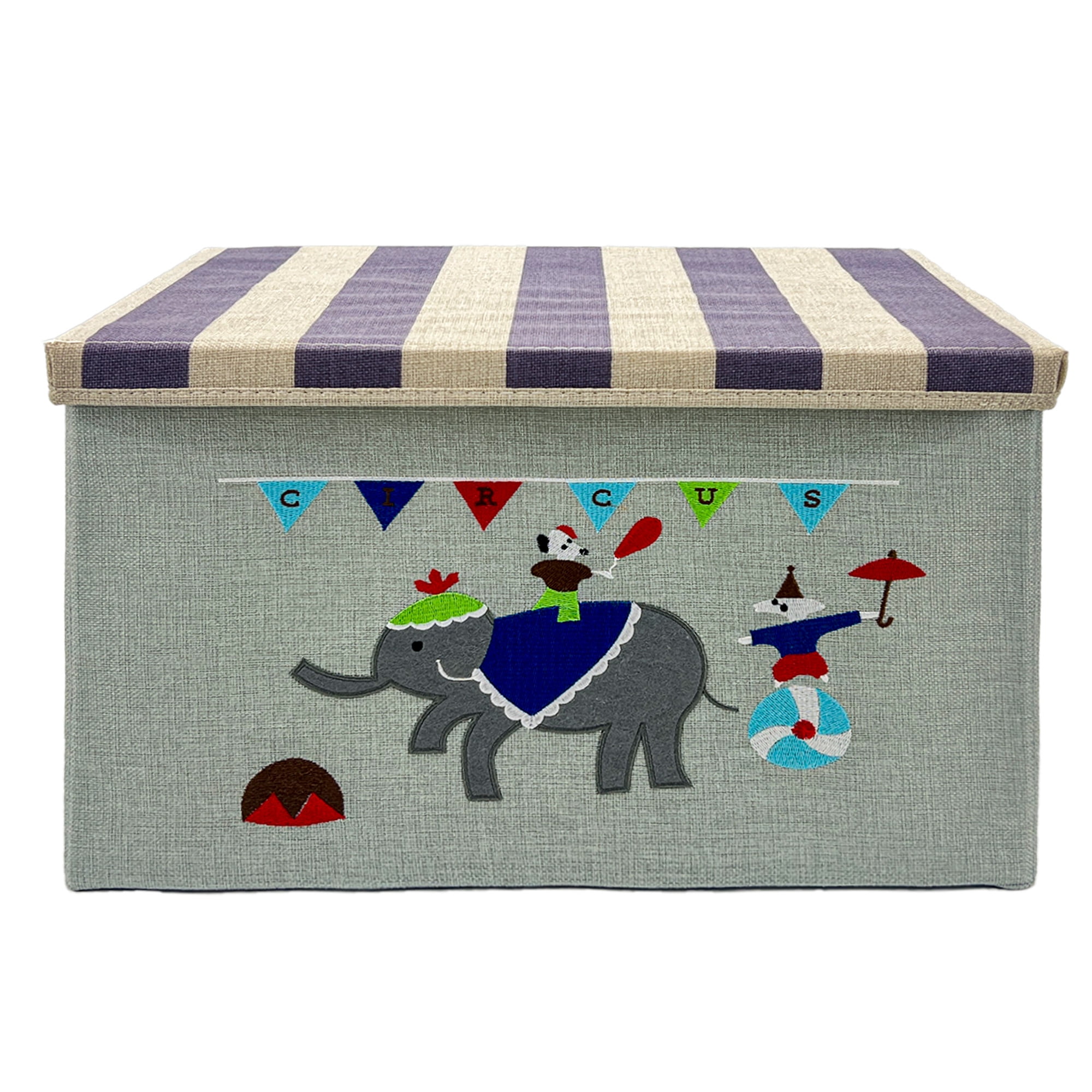 MKLZ Toddler Elephant Collapsible Nursery Organization Toy Chest Box, Gray