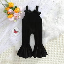 MKOSPLRT 0-7T Valvet Overalls for Kid Solid Color Bow Vintage Overalls Sleeveless Bell Bottom Overalls Trendy Holiday Overalls Kids Clothes