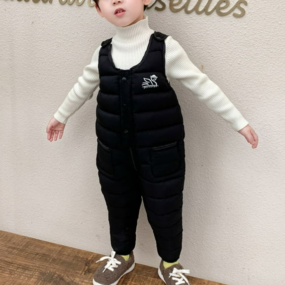 MKOSPLRT 1-6 Years Baby Toddler Unisex Winter Snow Pants Down Puffer Warm Overall Windproof Fleece Lined Snow Ski Bib Overalls Snowsuit with Pocket