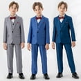 thumbnail image 1 of MKOSPLRT 12M-14Y Boys' 6-Piece Blazer Suit Set Jacket + Dress Shirt + Vest + Pants + Bow Tie + Pocket Square Formal Wedding Pageant Outfit, 1 of 9