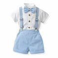 thumbnail image 1 of MKOSPLRT 12M-9Years Toddler Baby Boy Outfits Boys Gentleman Wedding Suits Set Summer Formal Short Shirt Bowtie Suspender Party Outfits, 1 of 9