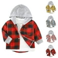 thumbnail image 1 of MKOSPLRT 2-13Y Plaid Hoodies for Kid Long Sleeve Button Down Shirts Vintage Plaid T Shirts Casual Fall Jacket Flannel Shirts with Pocket, 1 of 4