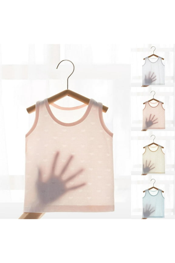 2-14 Months Cotton Tank Tops for Kids Crew Neck Sleeveless Ribbed Trim Tanks Solid Soft Undershirts Lightweight Tanks