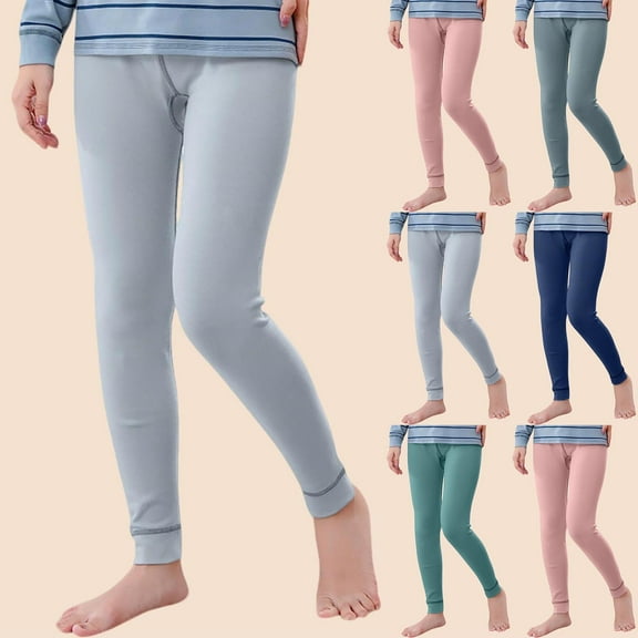 MKOSPLRT 2-15Y Kids Fleece Leggings High Waist Slim Fit Stretch Tights Solid Warm Thermal Fall Winter Leggings for Girl Boy