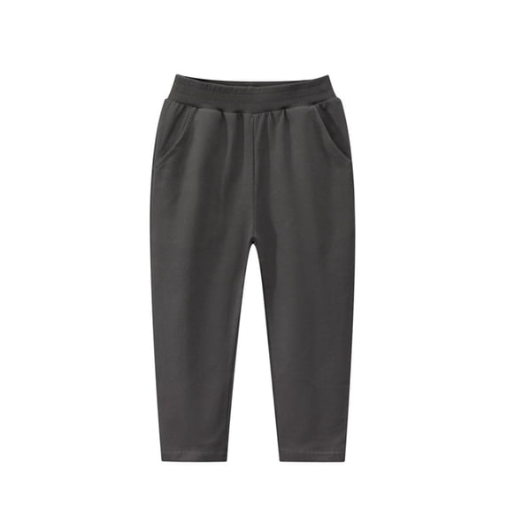MKOSPLRT 2-8 Years Elastic Waist Pants for Kid Toddler Baggy Straight Wide Leg Pants Solid Color Casual Sweat Pants with Pocket Kids Clothes