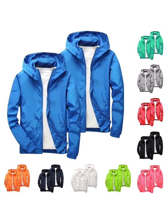 2 Pack Boys Girls Waterproof Rain Jacket Lightweight soft lining Kids Windbreaker Hooded Coat Easy to Fold with Pocket 3-12 Years