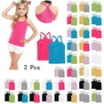 thumbnail image 1 of MKOSPLRT 2 Pcs Camisole Tops for Girl 12M-13Y Racerback Spaghetti Strap Tank Tops Solid Cotton Sleeveless Tees 12 Months-13 Years, 1 of 8