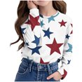 thumbnail image 1 of MKOSPLRT 3-14 Years Kids Y2K Tops Long Sleeve Crewneck T Shirts Funny Stars Graphic Shirts Fashion Color Block Blouses Soft Tees, 1 of 8