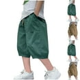 thumbnail image 1 of MKOSPLRT 3-14 Years Wide Leg Capri Pants Kids Boys Elatic Waist Joggers Solid Color Baggy Capri Pants with Pocket, 1 of 6