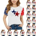 thumbnail image 1 of MKOSPLRT 3-15 Years Kids 4th of July Shirts Girls Boys Crew Neck Short Sleeve Raglan Shirts Funny Stars Striped Holiday T Shirts, 1 of 4
