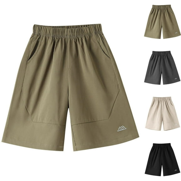 MKOSPLRT 3-15 Years Quick Dry Shorts for Boys Elastic Waist Bermuda Shorts Casual Baggy Wide Leg Shorts Solid Athletic Shorts with Pocket