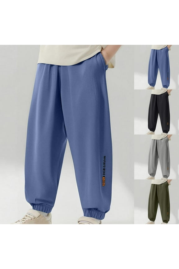 3-15 Years Summer Bloomers Pants for Boy Elastic Waist Cinch Bottom Harem Pants Solid Baggy Lightweight Outdoor Pants with Pocket