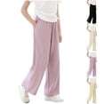 thumbnail image 1 of MKOSPLRT 3-15Y Girls Baggy Straight Wide Leg Pants with Pocket High Waist Baggy Lounge Pants Solid Lightweight Running Pants, 1 of 6