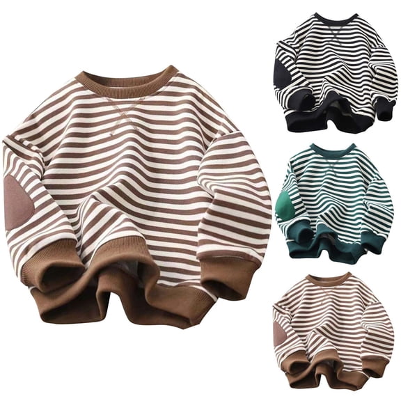 MKOSPLRT 3-9Y Oversized Sweatshirts for Kids Striped Pullover Tops Long Sleeve Drop Shoulder Sweat Shirts Casual Loose Sweatshirts