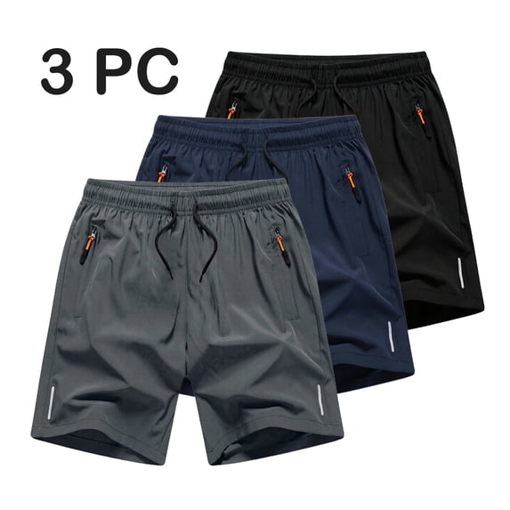 MKOSPLRT 3 Pack Boys Athletic Shorts Kids Youth Quick Dry Active Performance Basketball Shorts with Pockets Elastic Waistband Kids Summer Clothes 3-15Y