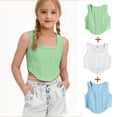 thumbnail image 1 of MKOSPLRT 3 Pack Girl's Asymmetrical Hem Square Neck Tank Tops Sleeveless Slim Fit Solid Cropped Tanks Summer Y2K Tee Shirts 8-14 Years, 1 of 9