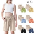 thumbnail image 1 of MKOSPLRT 3 Pack Little Girls Boys Linen Bermuda Shorts Elastic Waist Shorts Baggy Wide Leg Shorts Solid Lounge Shorts with Pocket, 1 of 9