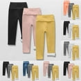 thumbnail image 1 of MKOSPLRT 3 Pack Toddler Girl Fleece Lined Leggings Size 2-9 Years High Waist Stretch Leggings Solid Slim Fit Warm Leggings Comfy Sleeppants, 1 of 4