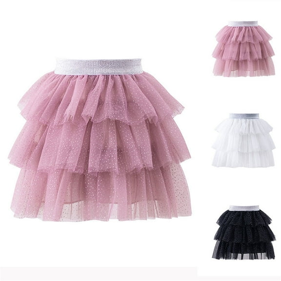 MKOSPLRT 3M-3Y Toddler Girls Tulle Skirts High Waist Mesh Tiered Skirts Solid Swing Flowy Mini Skirts Casual Wedding Guest Skirts