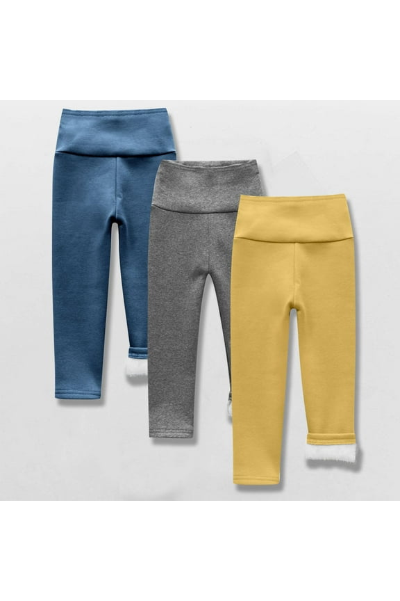 3Pack Toddler Girl Fleece Lined Leggings Size 2-9 Years High Waist Stretch Leggings Solid Slim Fit Warm Leggings Comfy Sleeppants