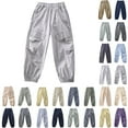 thumbnail image 1 of MKOSPLRT 4-14 Years Cargo Pants for Boy Elastic Waist Solid Sweatpants Baggy Cinch Bottom Summer Pants Quick Drying Joggers with Pocket, 1 of 3