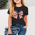 thumbnail image 1 of MKOSPLRT 4th of July Shirts Girl's Short Sleeve USA Star Stripes Fourth July Tee Shirts Crew Neck Patriotic Tshirts for 2-13 Years, 1 of 4