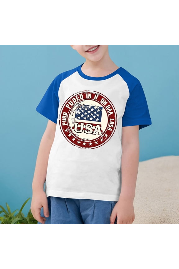 4th of July Shirts Girls Boys Toddler Short Sleeve Independence Day Graphic Tees Crew Neck Casual Holiday Shirts Memorial Day Gifts