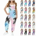 thumbnail image 1 of MKOSPLRT 5-14 Years Girls Jumpsuits Adjustable Spaghetti Strap Harem Long Overalls Sleeveless Graphic Romper Jumpers with Pocket Kids Clothes, 1 of 3