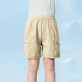 thumbnail image 1 of MKOSPLRT 5-15 Years Quick Drying Shorts for Children Elastic Waist Running Shorts Solid Color Baggy Cargo Shorts with Pokcet Activewear, 1 of 5
