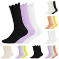 thumbnail image 1 of MKOSPLRT 6-14 Years Big Girls Socks 3 Pairs Toddlers Ruffle Sock Girl's Knee-High Stockings Kids Cozy Warm Solid Color Long Socks, 1 of 8