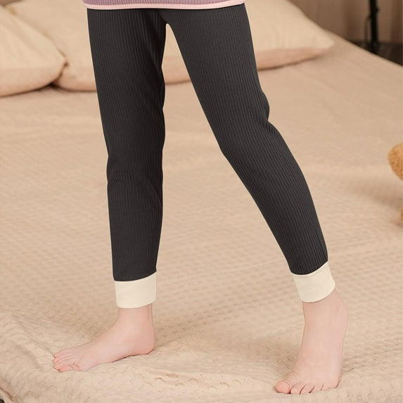 MKOSPLRT 6-18 Years Girl High Waist Yoga Leggings Stretch Slim Fit Ribbed Knit Leggings Color Block Lounge Athletic Leggings Gifts for Kid