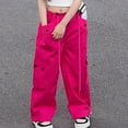 thumbnail image 1 of MKOSPLRT 7-13 Years Parachute Pants for Girl High Waist Cargo Pants Baggy Wide Leg Pants Solid Y2K Streetwear Pants with Pocket, 1 of 5