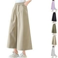 thumbnail image 1 of MKOSPLRT 7-16 Years Wide Leg Pants for Girl High Elastic Waist Pajazzo Pants Solid Color Baggy Lounge Cropped Pants with Pocket, 1 of 4
