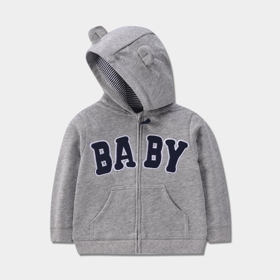 MKOSPLRT 9M-3Y Cute Hoodies for Kids Full Zip Long Sleeve Sweatshirts Funny Letter Print Jacket Lightweight Workout Coats with Pocket