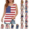 thumbnail image 1 of MKOSPLRT American Flag Tank Tops Girl Sleeveless Scoop Neck Vintage Tanks Independence Day Lounge Tanks Holiday Tanks for 5-14 Years, 1 of 6