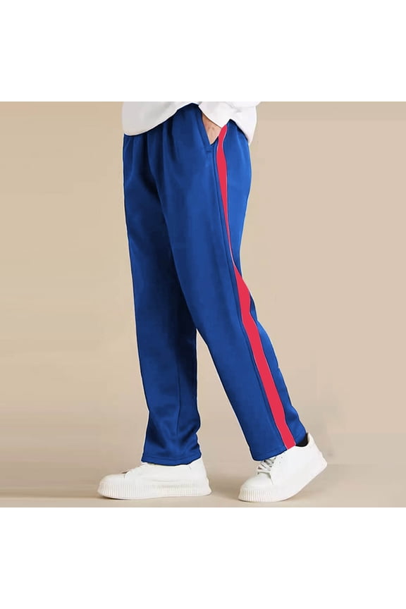 Athletic Pants for Kid Boy Girl Elastic Waist Straight Leg Pants Casual Color Block Pants Baggy Running Pants with Pocket 8-18 Years