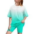 thumbnail image 1 of MKOSPLRT Athletic Sets for Boys Girls Oversized Gradient Sports Outfits 2 Piece Short Sleeve Tops and Stretchy Biker Shorts 5-15 Years, 1 of 8