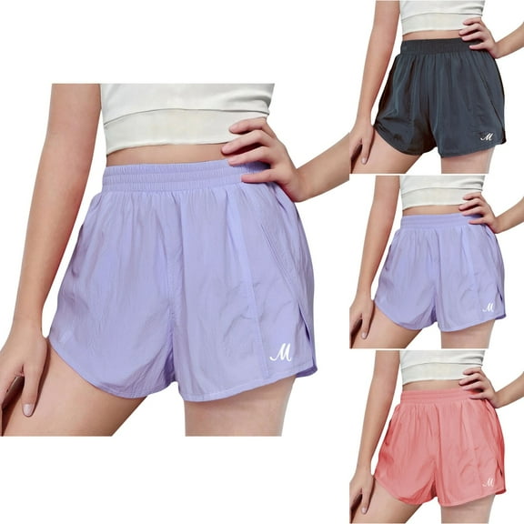 MKOSPLRT Athletic Shorts for Girl 6-16 Years Elastic Waist Ice silk Quick Drying Shorts Solid Baggy Track Shorts with Pocket