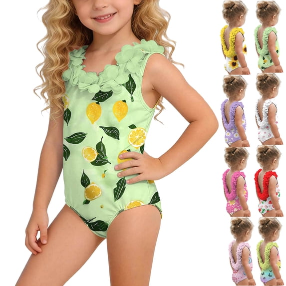 MKOSPLRT Baby Girl Fashion Swimsuit 3D Flower Backless One Piece Bathing Suit Casual Floral Print Swimwear Beachwear 6M-4Y
